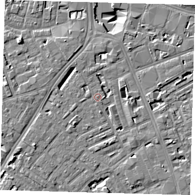 Shaded relief map of the ground around SE173AJ, computed from Environment Agency LiDAR. The ground here sits at about 3 m above sea level and falls 10 m across the surrounding 800 m. Surface water reaching this point runs off ground lying to the north-north-west, 1.7 m higher.