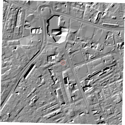 Shaded relief map of the ground around SE173AL, computed from Environment Agency LiDAR. The ground here sits at about 3 m above sea level and falls 9 m across the surrounding 800 m. Surface water reaching this point runs off ground lying to the north-north-west, 1.1 m higher.
