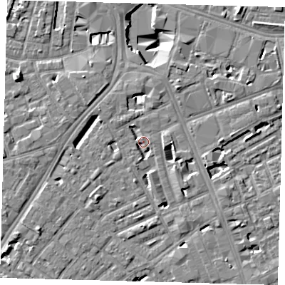 Shaded relief map of the ground around SE173AW, computed from Environment Agency LiDAR. The ground here sits at about 3 m above sea level and falls 10 m across the surrounding 800 m. Surface water reaching this point runs off ground lying to the east-south-east, 4.0 m higher.