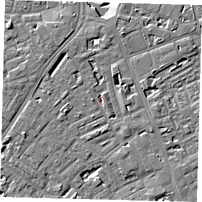 Shaded relief map of the ground around SE173BW, computed from Environment Agency LiDAR. The ground here sits at about 2 m above sea level and falls 10 m across the surrounding 800 m. Surface water reaching this point runs off ground lying to the west-south-west, 4.2 m higher.