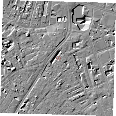 Shaded relief map of the ground around SE173DQ, computed from Environment Agency LiDAR. The ground here sits at about 3 m above sea level and falls 11 m across the surrounding 800 m. Surface water reaching this point runs off ground lying to the north, 2.9 m higher.