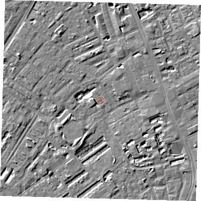Shaded relief map of the ground around SE173JE, computed from Environment Agency LiDAR. The ground here sits at about 3 m above sea level and falls 5 m across the surrounding 800 m. Surface water reaching this point runs off ground lying to the south-west, 3.2 m higher.