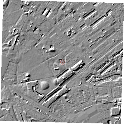 Shaded relief map of the ground around SE173PJ, computed from Environment Agency LiDAR. The ground here sits at about 2 m above sea level and falls 8 m across the surrounding 800 m. Surface water reaching this point runs off ground lying to the west-south-west, 5.1 m higher.
