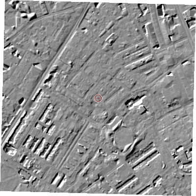 Shaded relief map of the ground around SE173QQ, computed from Environment Agency LiDAR. The ground here sits at about 3 m above sea level and falls 7 m across the surrounding 800 m. Surface water reaching this point runs off ground lying to the north-west, 4.2 m higher.