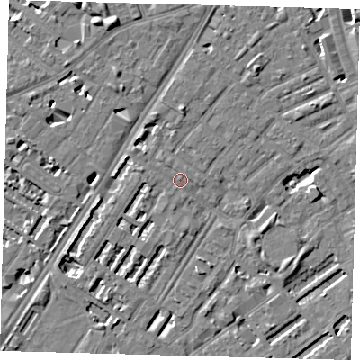 Shaded relief map of the ground around SE173RD, computed from Environment Agency LiDAR. The ground here sits at about 3 m above sea level and falls 7 m across the surrounding 800 m. Surface water reaching this point runs off ground lying to the south-west, 2.0 m higher.