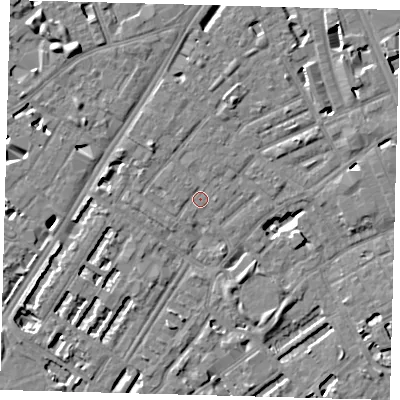 Shaded relief map of the ground around SE173SA, computed from Environment Agency LiDAR. The ground here sits at about 3 m above sea level and falls 7 m across the surrounding 800 m. Surface water reaching this point runs off ground lying to the north-west, 0.7 m higher.