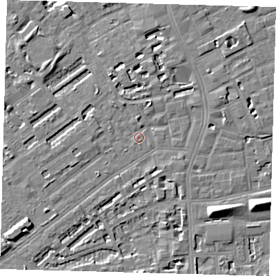 Shaded relief map of the ground around SE173UF, computed from Environment Agency LiDAR. The ground here sits at about 3 m above sea level and falls 8 m across the surrounding 800 m. Surface water reaching this point runs off ground lying to the north-east, 3.0 m higher.
