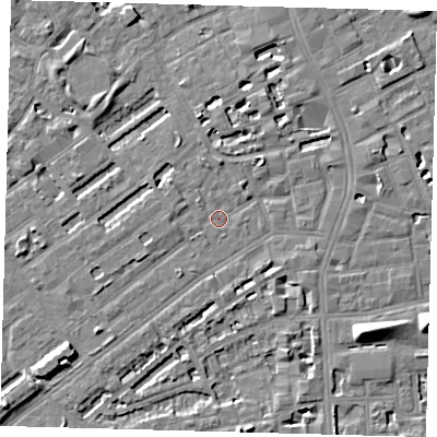 Shaded relief map of the ground around SE173UG, computed from Environment Agency LiDAR. The ground here sits at about 3 m above sea level and falls 8 m across the surrounding 800 m. Surface water reaching this point runs off ground lying to the north-east, 3.0 m higher.