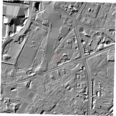 Shaded relief map of the ground around SE17DD, computed from Environment Agency LiDAR. The ground here sits at about 3 m above sea level and falls 8 m across the surrounding 800 m. Surface water reaching this point runs off ground lying to the north-west, 2.7 m higher.