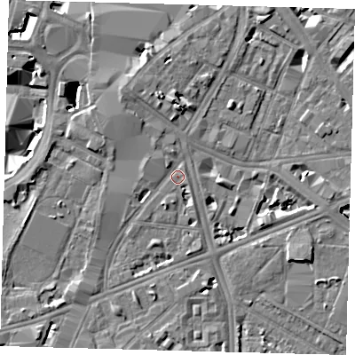 Shaded relief map of the ground around SE17DX, computed from Environment Agency LiDAR. The ground here sits at about 3 m above sea level and falls 7 m across the surrounding 800 m. Surface water reaching this point runs off ground lying to the north-west, 3.4 m higher.