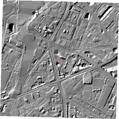 Shaded relief map of the ground around SE17HN, computed from Environment Agency LiDAR. The ground here sits at about 3 m above sea level and falls 7 m across the surrounding 800 m. Surface water reaching this point runs off ground lying to the north-east, 3.5 m higher.
