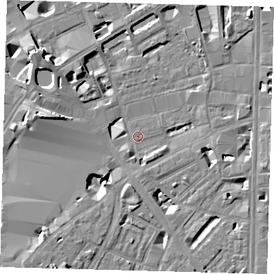 Shaded relief map of the ground around SE18TF, computed from Environment Agency LiDAR. The ground here sits at about 3 m above sea level and falls 13 m across the surrounding 800 m. Surface water reaching this point runs off ground lying to the south-west, 7.9 m higher.