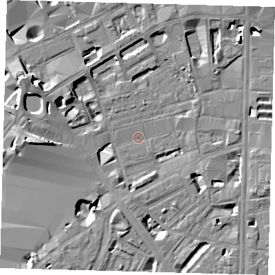 Shaded relief map of the ground around SE18TN, computed from Environment Agency LiDAR. The ground here sits at about 3 m above sea level and falls 12 m across the surrounding 800 m. Surface water reaching this point runs off ground lying to the west, 12.0 m higher.