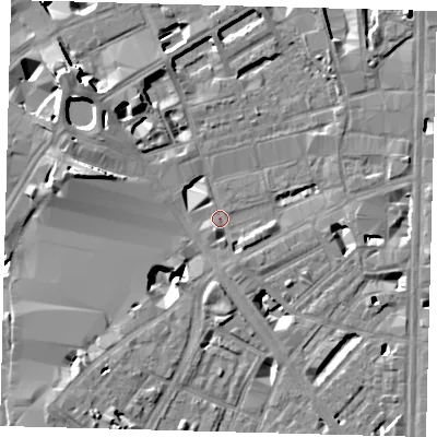 Shaded relief map of the ground around SE18TQ, computed from Environment Agency LiDAR. The ground here sits at about 3 m above sea level and falls 13 m across the surrounding 800 m. Surface water reaching this point runs off ground lying to the south-west, 7.9 m higher.
