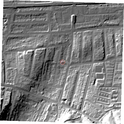 Shaded relief map of the ground around SE20ES, computed from Environment Agency LiDAR. The ground here sits at about 6 m above sea level and falls 58 m across the surrounding 800 m. Surface water reaching this point runs off ground lying to the south-south-east, 40.1 m higher.