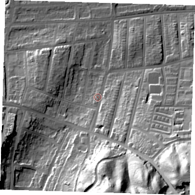 Shaded relief map of the ground around SE20ET, computed from Environment Agency LiDAR. The ground here sits at about 10 m above sea level and falls 61 m across the surrounding 800 m. Surface water reaching this point runs off ground lying to the south-south-east, 12.1 m higher.