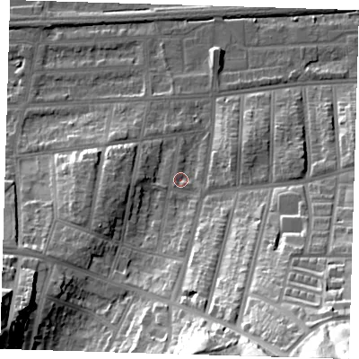 Shaded relief map of the ground around SE20EX, computed from Environment Agency LiDAR. The ground here sits at about 6 m above sea level and falls 54 m across the surrounding 800 m. Surface water reaching this point runs off ground lying to the south-south-east, 37.0 m higher.
