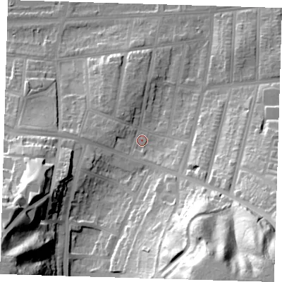 Shaded relief map of the ground around SE20HG, computed from Environment Agency LiDAR. The ground here sits at about 10 m above sea level and falls 61 m across the surrounding 800 m. Surface water reaching this point runs off ground lying to the south-south-east, 50.3 m higher.