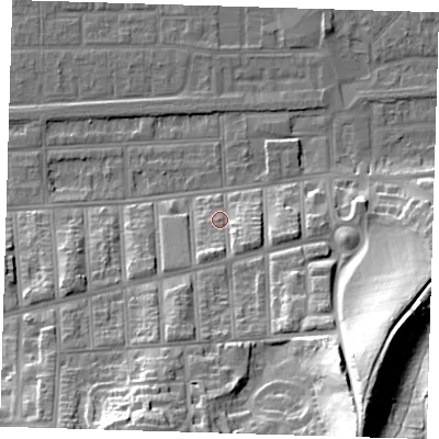 Shaded relief map of the ground around SE20LT, computed from Environment Agency LiDAR. The ground here sits at about 6 m above sea level and falls 42 m across the surrounding 800 m. Surface water reaching this point runs off ground lying to the south-south-east, 37.8 m higher.