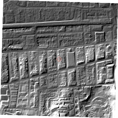 Shaded relief map of the ground around SE20NB, computed from Environment Agency LiDAR. The ground here sits at about 7 m above sea level and falls 35 m across the surrounding 800 m. Surface water reaching this point runs off ground lying to the south, 30.6 m higher.