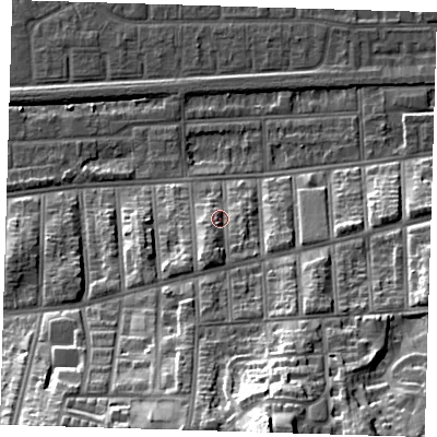 Shaded relief map of the ground around SE20NF, computed from Environment Agency LiDAR. The ground here sits at about 8 m above sea level and falls 35 m across the surrounding 800 m. Surface water reaching this point runs off ground lying to the south-south-west, 7.2 m higher.