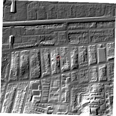 Shaded relief map of the ground around SE20SS, computed from Environment Agency LiDAR. The ground here sits at about 8 m above sea level and falls 38 m across the surrounding 800 m. Surface water reaching this point runs off ground lying to the south, 6.0 m higher.