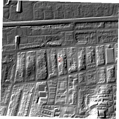 Shaded relief map of the ground around SE20TD, computed from Environment Agency LiDAR. The ground here sits at about 8 m above sea level and falls 38 m across the surrounding 800 m. Surface water reaching this point runs off ground lying to the south-east, 7.3 m higher.