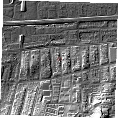 Shaded relief map of the ground around SE20TE, computed from Environment Agency LiDAR. The ground here sits at about 7 m above sea level and falls 39 m across the surrounding 800 m. Surface water reaching this point runs off ground lying to the south-east, 7.0 m higher.