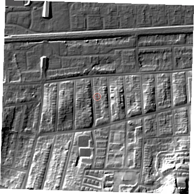 Shaded relief map of the ground around SE20TF, computed from Environment Agency LiDAR. The ground here sits at about 6 m above sea level and falls 40 m across the surrounding 800 m. Surface water reaching this point runs off ground lying to the south-south-east, 24.1 m higher.