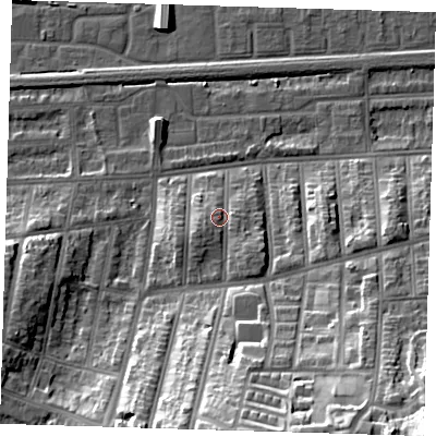 Shaded relief map of the ground around SE20XD, computed from Environment Agency LiDAR. The ground here sits at about 8 m above sea level and falls 34 m across the surrounding 800 m. Surface water reaching this point runs off ground lying to the south-east, 4.1 m higher.