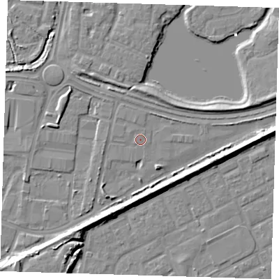 Shaded relief map of the ground around SE280AF, computed from Environment Agency LiDAR. The ground here sits at about 2 m above sea level and falls 9 m across the surrounding 800 m. Surface water reaching this point runs off ground lying to the north-north-west, 0.9 m higher.