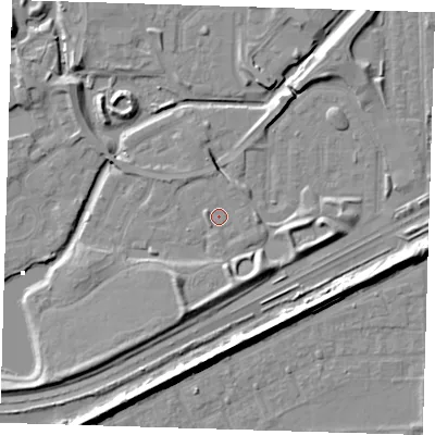 Shaded relief map of the ground around SE288AU, computed from Environment Agency LiDAR. The ground here sits at about 2 m above sea level and falls 8 m across the surrounding 800 m. Surface water reaching this point runs off ground lying to the south-east, 0.9 m higher.
