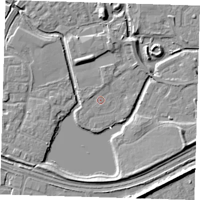 Shaded relief map of the ground around SE288EN, computed from Environment Agency LiDAR. The ground here sits at about 1 m above sea level and falls 8 m across the surrounding 800 m. Surface water reaching this point runs off ground lying to the west-north-west, 1.1 m higher.