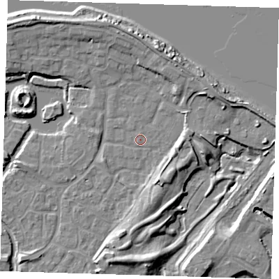 Shaded relief map of the ground around SE288PG, computed from Environment Agency LiDAR. The ground here sits at about 3 m above sea level and falls 10 m across the surrounding 800 m. Surface water reaching this point runs off ground lying to the north-east, 6.0 m higher.