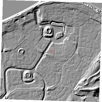 Shaded relief map of the ground around SE288PJ, computed from Environment Agency LiDAR. The ground here sits at about 2 m above sea level and falls 10 m across the surrounding 800 m. Surface water reaching this point runs off ground lying to the south-south-west, 1.1 m higher.
