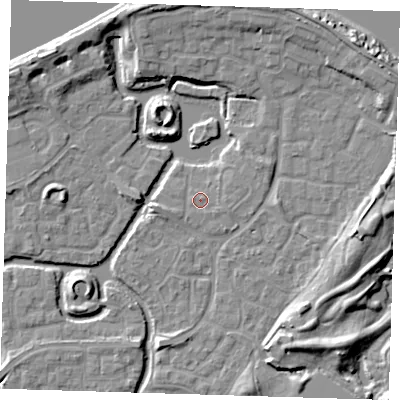 Shaded relief map of the ground around SE288PL, computed from Environment Agency LiDAR. The ground here sits at about 2 m above sea level and falls 10 m across the surrounding 800 m. Surface water reaching this point runs off ground lying to the south-east, 0.8 m higher.