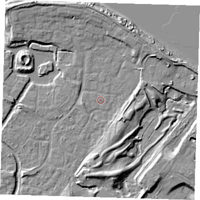 Shaded relief map of the ground around SE288PQ, computed from Environment Agency LiDAR. The ground here sits at about 2 m above sea level and falls 10 m across the surrounding 800 m. Surface water reaching this point runs off ground lying to the north-east, 6.0 m higher.