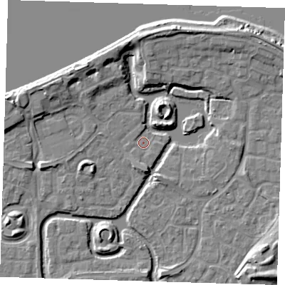 Shaded relief map of the ground around SE288PW, computed from Environment Agency LiDAR. The ground here sits at about 1 m above sea level and falls 10 m across the surrounding 800 m. Surface water reaching this point runs off ground lying to the south-west, 0.9 m higher.