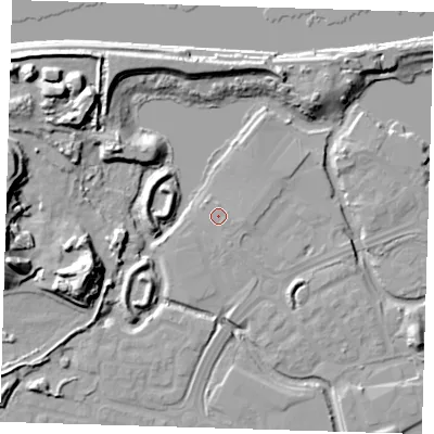 Shaded relief map of the ground around SE288RD, computed from Environment Agency LiDAR. The ground here sits at about 2 m above sea level and falls 20 m across the surrounding 800 m. Surface water reaching this point runs off ground lying to the south-south-east, 0.5 m higher.