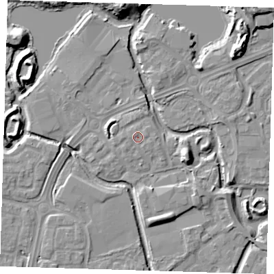 Shaded relief map of the ground around SE288SF, computed from Environment Agency LiDAR. The ground here sits at about 2 m above sea level and falls 10 m across the surrounding 800 m. Surface water reaching this point runs off ground lying to the south-west, 0.9 m higher.