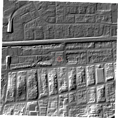 Shaded relief map of the ground around SE29EE, computed from Environment Agency LiDAR. The ground here sits at about 3 m above sea level and falls 23 m across the surrounding 800 m. Surface water reaching this point runs off ground lying to the south-south-east, 0.7 m higher.