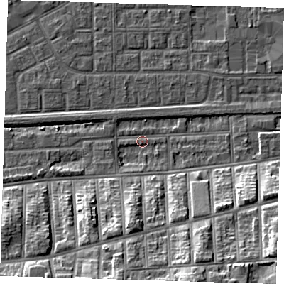 Shaded relief map of the ground around SE29EP, computed from Environment Agency LiDAR. The ground here sits at about 2 m above sea level and falls 20 m across the surrounding 800 m. Surface water reaching this point runs off ground lying to the south, 15.0 m higher.