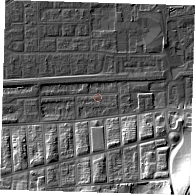 Shaded relief map of the ground around SE29EX, computed from Environment Agency LiDAR. The ground here sits at about 2 m above sea level and falls 39 m across the surrounding 800 m. Surface water reaching this point runs off ground lying to the south-east, 9.9 m higher.