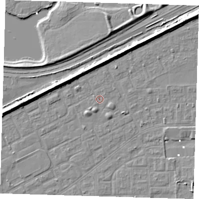 Shaded relief map of the ground around SE29XT, computed from Environment Agency LiDAR. The ground here sits at about 1 m above sea level and falls 8 m across the surrounding 800 m. Surface water reaching this point runs off ground lying to the north-east, 0.6 m higher.