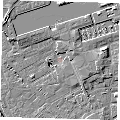Shaded relief map of the ground around SE85FT, computed from Environment Agency LiDAR. The ground here sits at about 2 m above sea level and falls 48 m across the surrounding 800 m. Surface water reaching this point runs off ground lying to the north-east, 45.7 m higher.