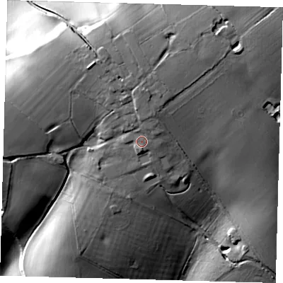 Shaded relief map of the ground around SG120NU, computed from Environment Agency LiDAR. The ground here sits at about 111 m above sea level and falls 28 m across the surrounding 800 m. Surface water reaching this point runs off ground lying to the north-north-east, 1.3 m higher.