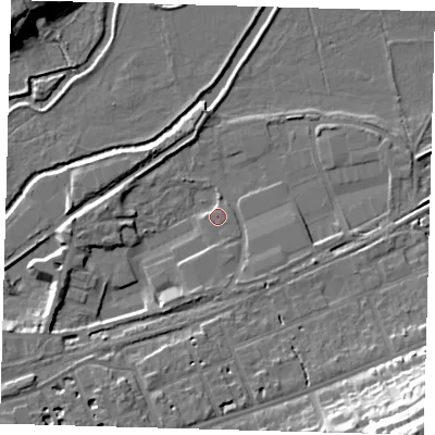 Shaded relief map of the ground around SG137AW, computed from Environment Agency LiDAR. The ground here sits at about 37 m above sea level and falls 29 m across the surrounding 800 m. Surface water reaching this point runs off ground lying to the south, 1.6 m higher.