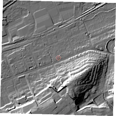 Shaded relief map of the ground around SG137EE, computed from Environment Agency LiDAR. The ground here sits at about 39 m above sea level and falls 30 m across the surrounding 800 m. Surface water reaching this point runs off ground lying to the south-south-east, 25.2 m higher.
