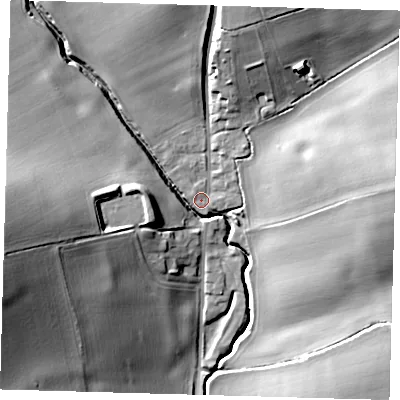 Shaded relief map of the ground around SG90PH, computed from Environment Agency LiDAR. The ground here sits at about 101 m above sea level and falls 26 m across the surrounding 800 m. Surface water reaching this point runs off ground lying to the west, 24.1 m higher.