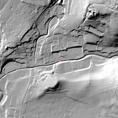 Shaded relief map of the ground around SK137SA, computed from Environment Agency LiDAR. The ground here sits at about 170 m above sea level and falls 102 m across the surrounding 800 m. Surface water reaching this point runs off ground lying to the north-east, 80.9 m higher.